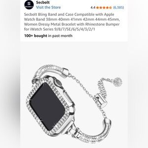 Secbolt | NWT Silver Rhinestone Apple Watch Band